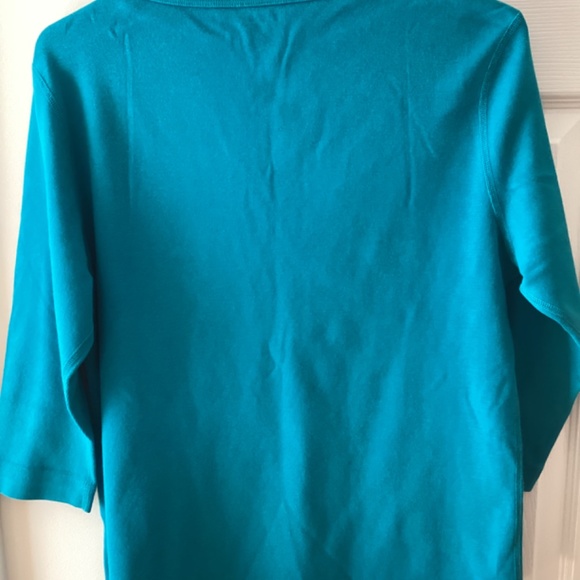 Three Dots Women’s Long Sleeve Teal T Shirt, Size Small, 100 % Cotton - Picture 3 of 5